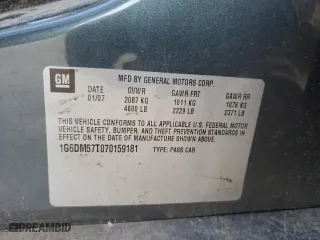 2007 Cadillac CTS with VIN 1G6DM57T070159181, listed as a Copart auction lot 44140615 with 191,643 mi miles and Salvage Title. Bid and sale history available at carsss.com. Image 13.