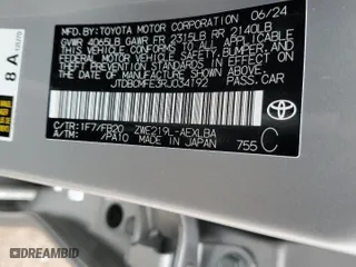 2024 Toyota Corolla Hybrid LE with VIN JTDBCMFE3RJ034192, listed as a Copart auction lot 51649435 with 0 mi miles and Salvage Title. Bid and sale history available at carsss.com. Image 13.