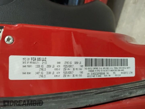2015 Dodge Grand Caravan SXT with VIN 2C4RDGCG6FR685486, listed as a Copart auction lot 49596715 with 185,444 mi miles and Salvage Title. Bid and sale history available at DreamBid. Image 13.