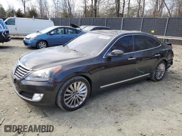2015 Hyundai Equus Signature with VIN KMHGH4JH0FU094641, listed as a Copart auction lot 46904905 with 124,190 mi miles and Salvage Title. Bid and sale history available at DreamBid. Image 1.