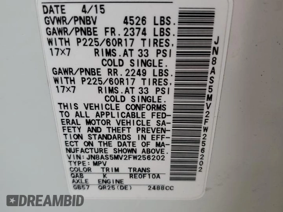 2015 Nissan Rogue S z VIN JN8AS5MV2FW256202, wystawiony jako Copart lot #57396175 z przebiegiem 24 475 mil mil oraz Szkody całkowita. Historia ofert i sprzedaży dostępna na DreamBid. Obrazek 14.