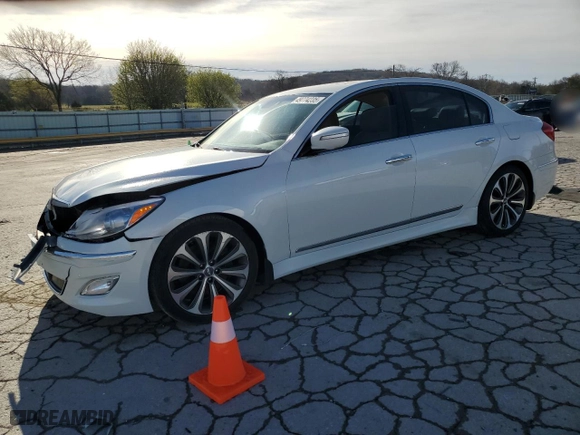 2013 Hyundai Genesis 5.0L R-Spec with VIN KMHGC4DH8DU239738, listed as a Copart auction lot 49774235 with 125,276 mi miles and Salvage Title. Bid and sale history available at carsss.com. Image 1.