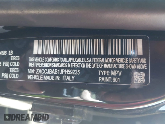 2018 Jeep Renegade Upland with VIN ZACCJBAB1JPH59225, listed as a IAAI auction lot 42051313 with 94,398 mi miles and . Bid and sale history available at DreamBid. Image 9.