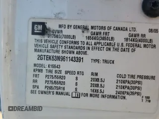 2006 GMC Sierra Denali z VIN 2GTEK63N961143391, wystawiony jako Copart lot #73767264 z przebiegiem Nie podano mil oraz Szkody całkowita. Historia ofert i sprzedaży dostępna na DreamBid. Obrazek 12.