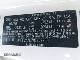 2021 Kia Forte FE with VIN 3KPF24AD7ME267985, listed as a IAAI auction lot 41686352 with 75,661 mi miles. Bid and sale history available at carsss.com. Image 9.
