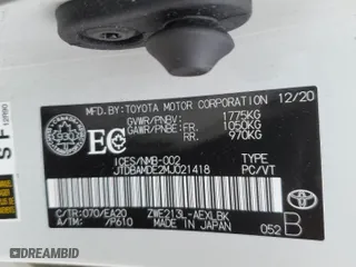 2021 Toyota Corolla Hybrid with VIN JTDBAMDE2MJ021418, listed as a Copart auction lot 52736295 with 92,061 mi miles and Salvage Title. Bid and sale history available at carsss.com. Image 13.