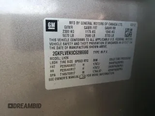 2012 GMC Terrain SLT-1 with VIN 2GKFLVEK9C6286990, listed as a Copart auction lot 54443445 with 118,236 mi miles and Clean Title. Bid and sale history available at carsss.com. Image 12.
