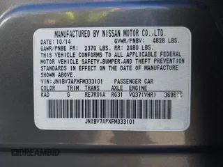 2015 Infiniti Q50 Premium with VIN JN1BV7APXFM333101, listed as a IAAI auction lot 41667109 with 112,477 mi miles and . Bid and sale history available at DreamBid. Image 9.