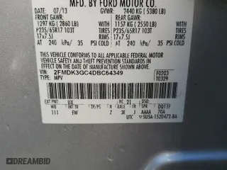 2013 Ford Edge SE with VIN 2FMDK3GC4DBC64349, listed as a Copart auction lot 48762425 with 148,761 mi miles and Salvage Title. Bid and sale history available at carsss.com. Image 13.