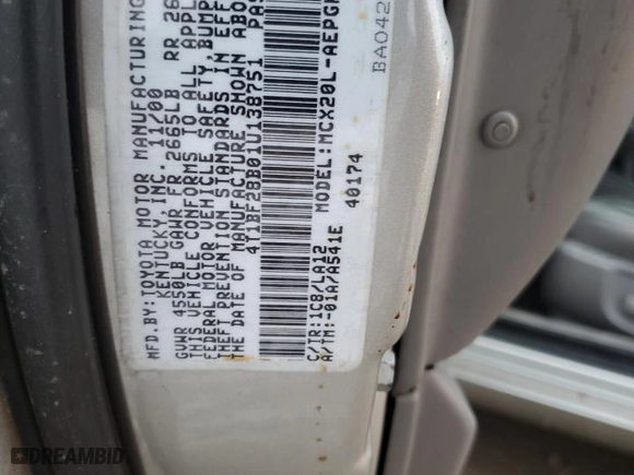 2001 Toyota Avalon XL w/Bucket Seats with VIN 4T1BF28B01U138751, listed as a Copart auction lot 44849165 with 225,082 mi miles and Clean Title. Bid and sale history available at carsss.com. Image 12.