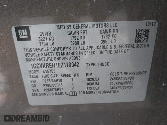 2014 Chevrolet Silverado 1500 LT with VIN 1GCVKREH1EZ179042, listed as a IAAI auction lot 41687742 with 155,389 mi miles and . Bid and sale history available at DreamBid. Image 9.