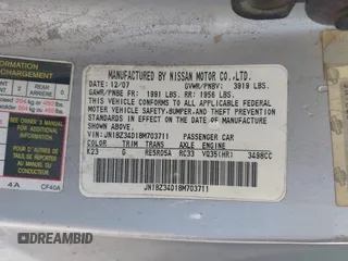 2008 Nissan 350Z with VIN JN1BZ34D18M703711, listed as a IAAI auction lot 41898623 with 116,245 mi miles. Bid and sale history available at carsss.com. Image 9.