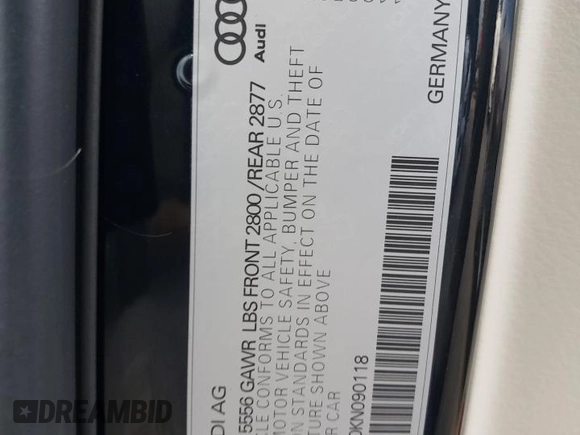 2019 Audi A6 Premium Plus with VIN WAUL2BF20KN090118, listed as a Copart auction lot 87449584 with 50,849 mi miles and Clean Title. Bid and sale history available at carsss.com. Image 12.