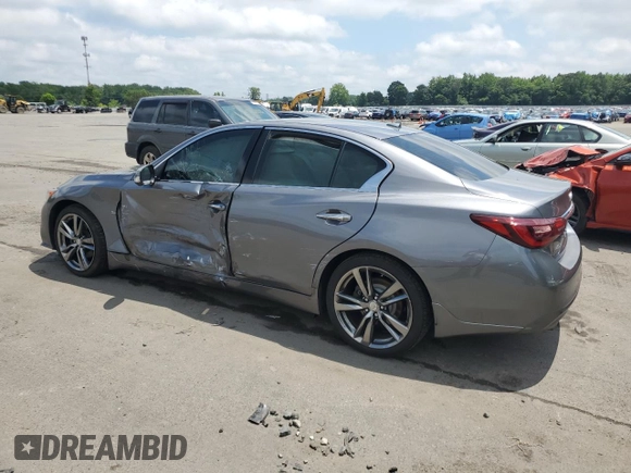 2019 Infiniti Q50 Luxe with VIN JN1EV7AR7KM591889, listed as a Copart auction lot 61304425 with 73,712 mi miles and Salvage title. Bid and sale history available at DreamBid. Image 2.