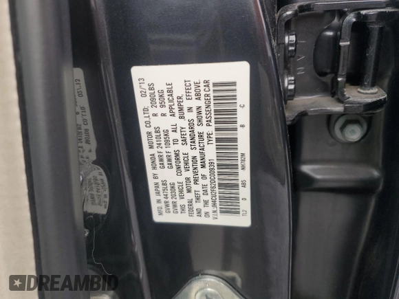 2013 Acura TSX Technology with VIN JH4CU2F62DC009391, listed as a Copart auction lot 62997505 with 134,844 mi miles and Salvage title. Bid and sale history available at DreamBid. Image 12.
