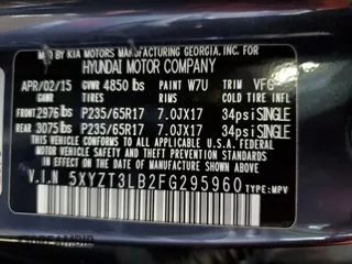 2015 Hyundai Santa Fe z VIN 5XYZT3LB2FG295960, wystawiony jako Copart lot #67026195 z przebiegiem 125 750 mil mil oraz Czysty tytuł • Clean title. Historia ofert i sprzedaży dostępna na DreamBid. Obrazek 13.
