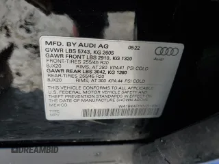 2022 Audi SQ5 Premium Plus with VIN WA1B4AFYXN2116361, listed as a Copart auction lot 51006964 with 10,145 mi miles and . Bid and sale history available at DreamBid. Image 13.