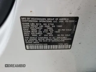 2021 Volkswagen Atlas SE z VIN 1V2KR2CA8MC501445, wystawiony jako Copart lot #57497945 z przebiegiem 74 764 mil mil oraz Szkoda całkowita • Salvage title. Historia ofert i sprzedaży dostępna na DreamBid. Obrazek 13.