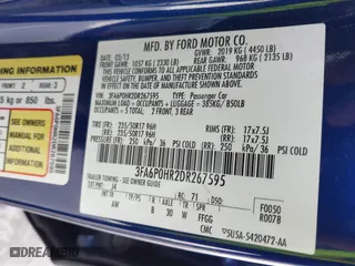 2013 Ford Fusion SE with VIN 3FA6P0HR2DR267595, listed as a IAAI auction lot 42021675 with 165,401 mi miles. Bid and sale history available at carsss.com. Image 9.