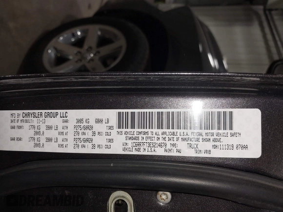 2014 Ram 1500 Tradesman z VIN 1C6RR7FT3ES214670, wystawiony jako IAAI lot #42517415 z przebiegiem 214 314 mil mil oraz . Historia ofert i sprzedaży dostępna na DreamBid. Obrazek 9.
