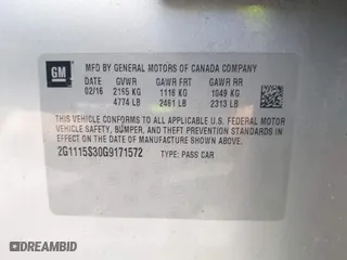 2016 Chevrolet Impala LT with VIN 2G1115S30G9171572, listed as a IAAI auction lot 41898565 with 159,043 mi miles. Bid and sale history available at carsss.com. Image 9.