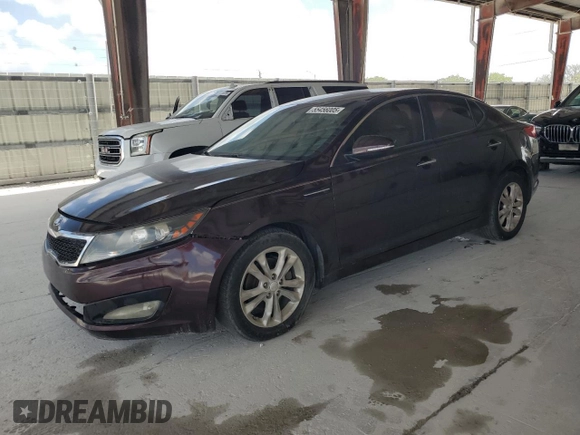 2013 Kia Optima LX with VIN 5XXGM4A76DG139737, listed as a Copart auction lot 55456005 with 141,849 mi miles and Salvage Title. Bid and sale history available at carsss.com. Image 1.