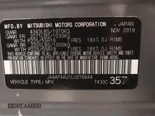 2020 Mitsubishi Outlander Sport SE 2.0 with VIN JA4AP4AU1LU016644, listed as a IAAI auction lot 41009390 with 106,436 mi miles. Bid and sale history available at carsss.com. Image 9.