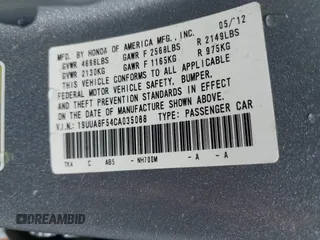 2012 Acura TL Tech Auto with VIN 19UUA8F54CA035088, listed as a IAAI auction lot 41934454 with 1 mi miles. Bid and sale history available at carsss.com. Image 9.