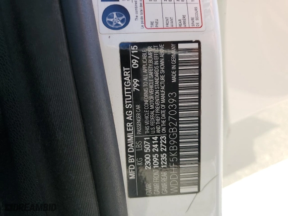 2016 Mercedes-Benz E-Class E 350 Sport with VIN WDDHF5KB9GB270393, listed as a Copart auction lot 49927035 with 125,703 mi miles and Salvage Title. Bid and sale history available at carsss.com. Image 12.