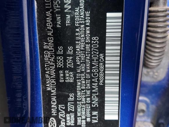 2021 Hyundai Elantra SEL z VIN 5NPLM4AG8MH027038, wystawiony jako Copart lot #52361295 z przebiegiem 94 599 mil mil oraz Szkoda całkowita • Salvage title. Historia ofert i sprzedaży dostępna na DreamBid. Obrazek 14.