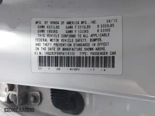 2015 Honda Accord Sedan EX-L with VIN 1HGCR2F84FA174105, listed as a IAAI auction lot 41877587 with 114,944 mi miles. Bid and sale history available at carsss.com. Image 9.
