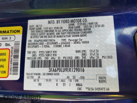 2014 Ford Fusion SE Hybrid с VIN 3FA6P0LU9ER129016, выставлен на аукционе IAAI как лот 42269103 с пробегом 170 001 миль миль и . История ставок и продаж доступна на DreamBid. Изображение 9.