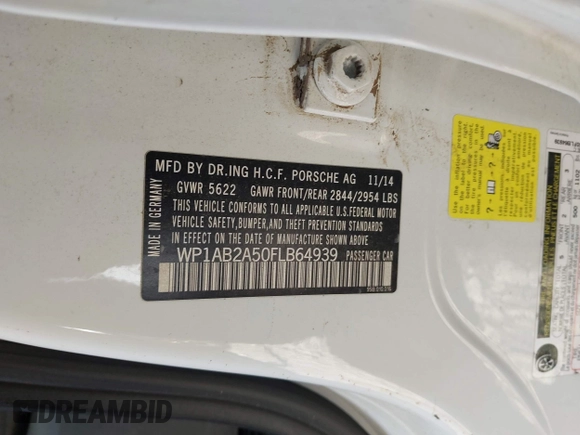 2015 Porsche Macan S with VIN WP1AB2A50FLB64939, listed as a IAAI auction lot 42260919 with 11 mi miles and . Bid and sale history available at DreamBid. Image 9.