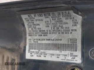 1992 Ford Ranger with VIN 1FTCR15T7NPA21499, listed as a IAAI auction lot 41815175 with 53,179 mi miles and . Bid and sale history available at DreamBid. Image 9.