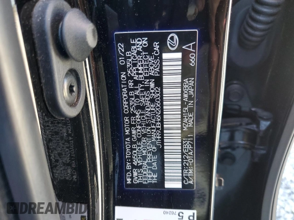 2022 Lexus UX 250h F Sport with VIN JTHR9JBH6N2060302, listed as a Copart auction lot 77128664 with 46,532 mi miles and Salvage Title. Bid and sale history available at DreamBid. Image 15.