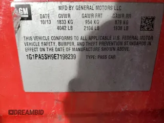2014 Chevrolet Cruze LS with VIN 1G1PA5SH9E7198239, listed as a Copart auction lot 48085705 with 122,291 mi miles and Non Repairable. Bid and sale history available at carsss.com. Image 13.