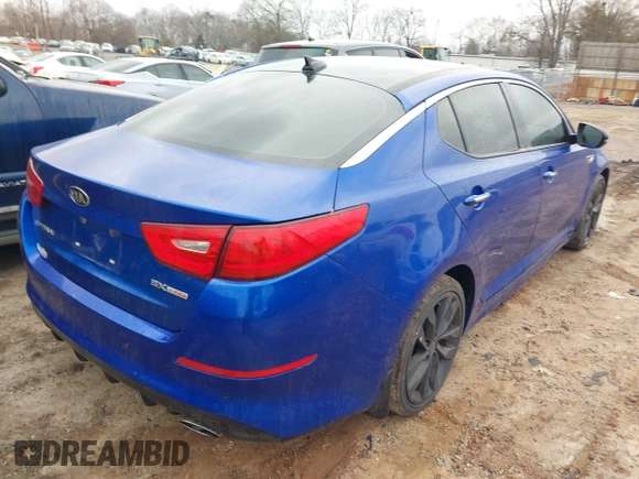 2015 Kia Optima SX Turbo with VIN 5XXGR4A62FG370758, listed as a IAAI auction lot 41631878 with 161,548 mi miles. Bid and sale history available at carsss.com. Image 4.