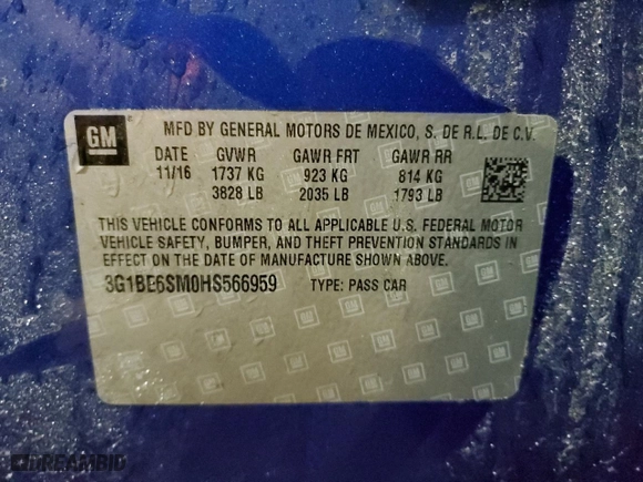 2017 Chevrolet Cruze LT with VIN 3G1BE6SM0HS566959, listed as a Copart auction lot 45867355 with 151,704 mi miles and Clean Title. Bid and sale history available at carsss.com. Image 13.