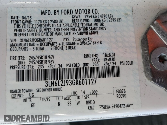 2016 Lincoln MKZ with VIN 3LN6L2J93GR601127, listed as a Copart auction lot 52288765 with 58,871 mi miles and Salvage Title. Bid and sale history available at carsss.com. Image 14.