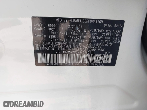 2024 Subaru Ascent Touring z VIN 4S4WMAWD2R3423801, wystawiony jako IAAI lot #41711587 z przebiegiem 8 833 mil mil oraz . Historia ofert i sprzedaży dostępna na DreamBid. Obrazek 9.