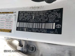 2007 Toyota Corolla CE with VIN JTDBR32E470137669, listed as a IAAI auction lot 40570167 with 119,512 mi miles and . Bid and sale history available at DreamBid. Image 9.
