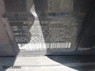 2013 Subaru Outback 2.5i Premium with VIN 4S4BRBGC8D3291096, listed as a IAAI auction lot 41977100 with 176,726 mi miles. Bid and sale history available at carsss.com. Image 9.