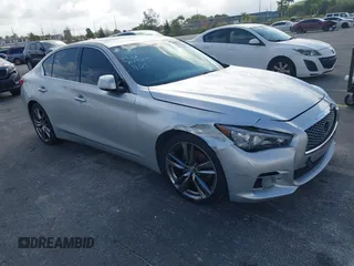 2014 Infiniti Q50 Premium with VIN JN1BV7AR9EM707505, listed as a IAAI auction lot 41479683 with 129,248 mi miles. Bid and sale history available at carsss.com. Image 1.