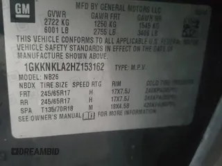 2017 GMC Acadia SLE with VIN 1GKKNKLA2HZ153162, listed as a Copart auction lot 85118464 with 179,194 mi miles and Salvage Title. Bid and sale history available at DreamBid. Image 13.