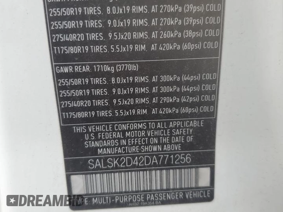 2013 Land Rover Range Rover Sport HSE Lux z VIN SALSK2D42DA771256, wystawiony jako Copart lot #55145025 z przebiegiem 127 757 mil mil oraz Szkoda całkowita • Salvage title. Historia ofert i sprzedaży dostępna na DreamBid. Obrazek 12.