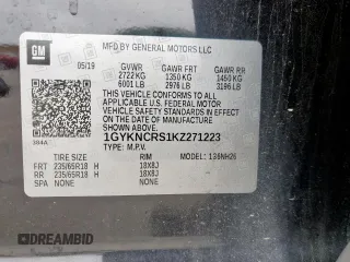 2019 Cadillac XT5 Luxury FWD with VIN 1GYKNCRS1KZ271223, listed as a Copart auction lot 50874195 with 29,843 mi miles and Salvage Title. Bid and sale history available at DreamBid. Image 13.