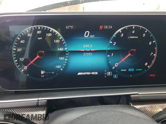 2021 Mercedes-Benz GLE 53 AMG with VIN 4JGFB6BEXMA270011, listed as a Copart auction lot 47779205 with 27,292 mi miles and Salvage title. Bid and sale history available at DreamBid. Image 9.