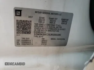 2018 Chevrolet Tahoe LT с VIN 1GNSKBKCXJR155195, выставлен на аукционе Copart как лот 58483325 с пробегом 96 600 миль миль и Списание • Salvage title. История ставок и продаж доступна на DreamBid. Изображение 13.