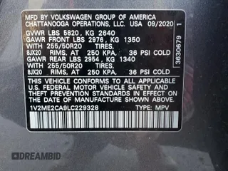 2020 Volkswagen Atlas SEL with VIN 1V2ME2CA9LC229328, listed as a Copart auction lot 83252054 with 75,278 mi miles and Salvage title. Bid and sale history available at DreamBid. Image 15.