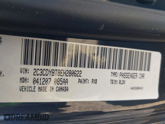 2014 Dodge Challenger R/T with VIN 2C3CDYBT8EH280622, listed as a IAAI auction lot 41973994 with 86,983 mi miles and . Bid and sale history available at DreamBid. Image 9.